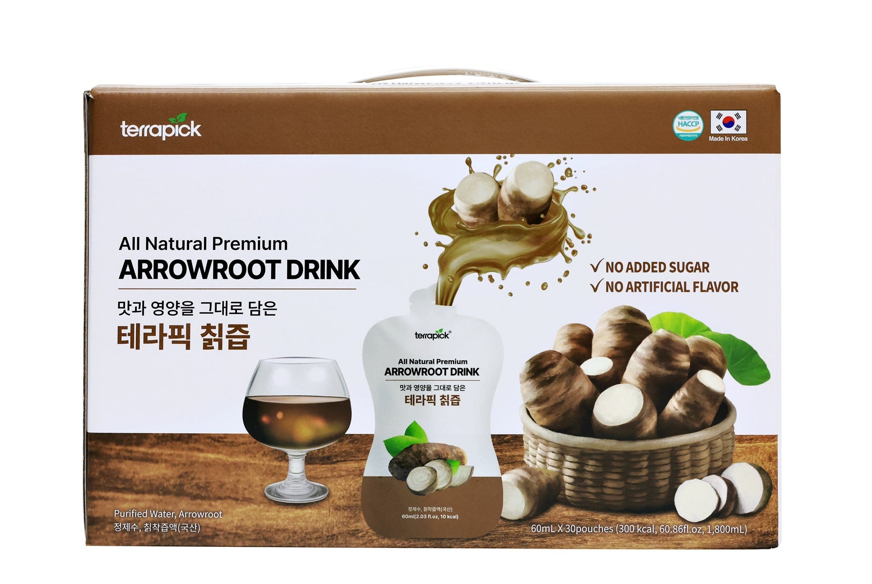 All Natural Premium Arrowroot Drink – Pure Korean Arrowroot, No Added Sugar, No Artificial Flavors, 60ml x 30 Pouches