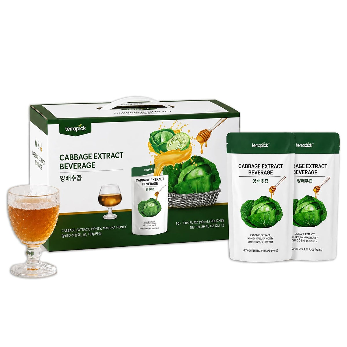 Korean Cabbage Juice Non-Pesticide with Honey & Manuka Honey / 양배추 즙 30포 (무농약)
