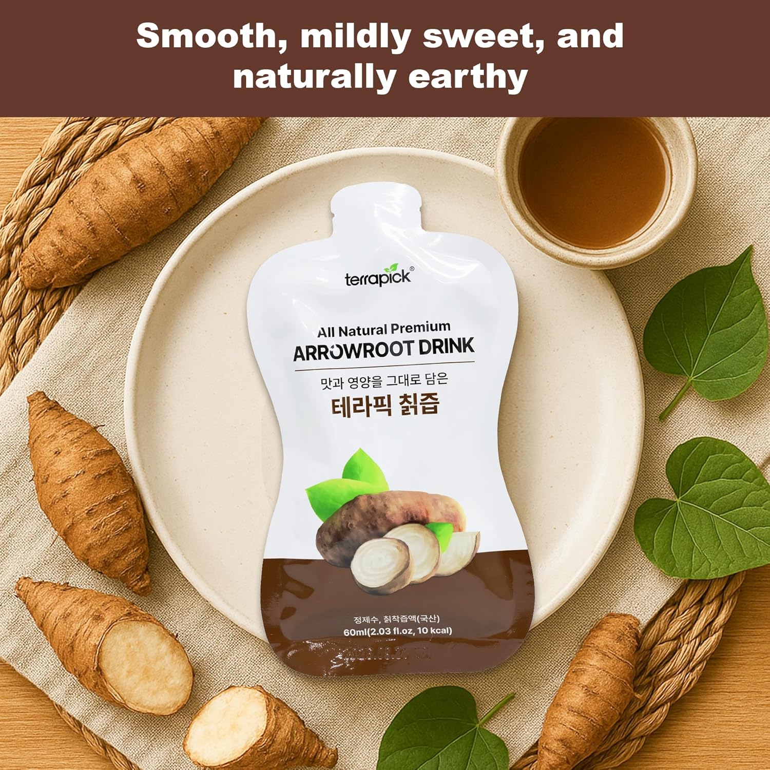 All Natural Premium Arrowroot Drink – Pure Korean Arrowroot, No Added Sugar, No Artificial Flavors, 60ml x 30 Pouches