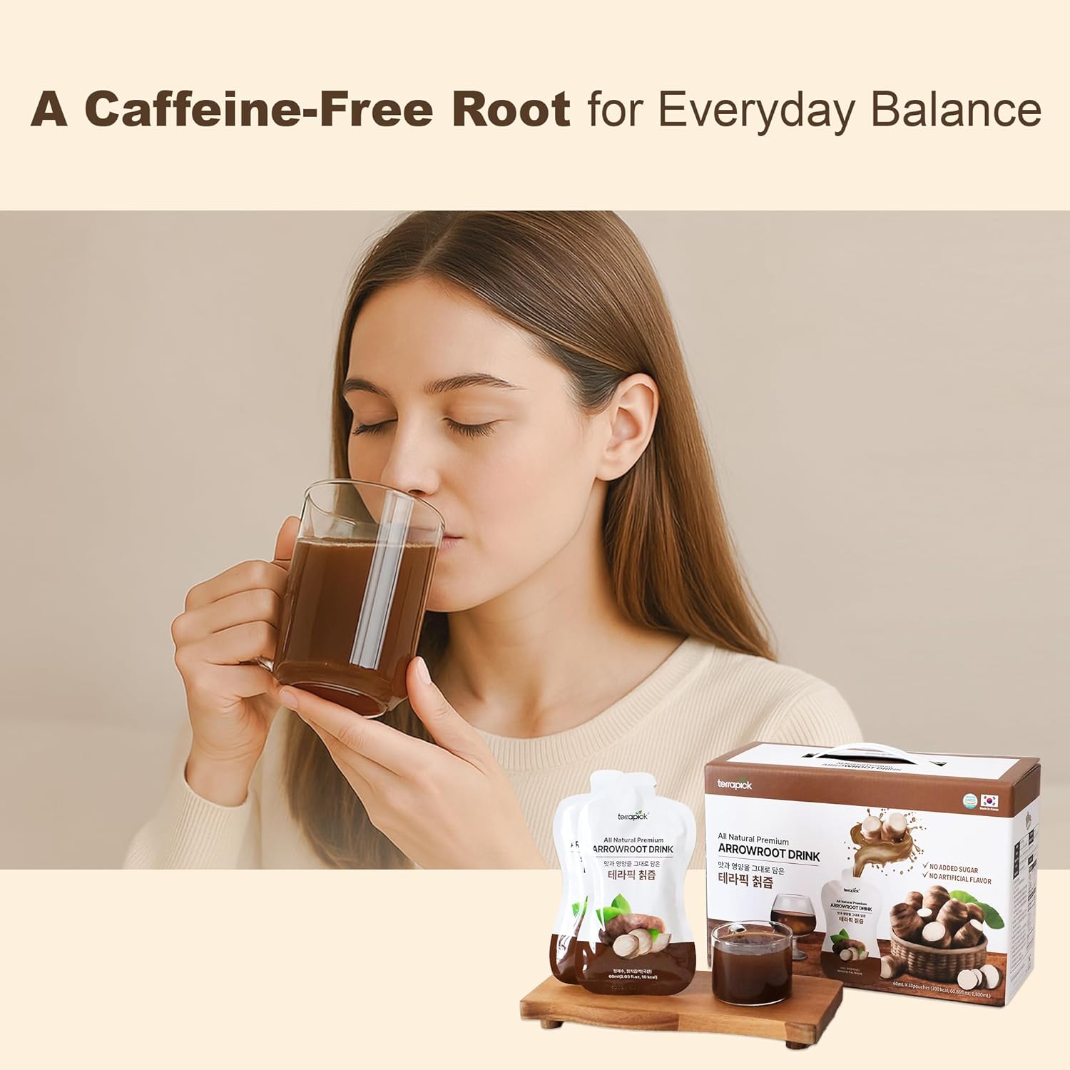 All Natural Premium Arrowroot Drink – Pure Korean Arrowroot, No Added Sugar, No Artificial Flavors, 60ml x 30 Pouches