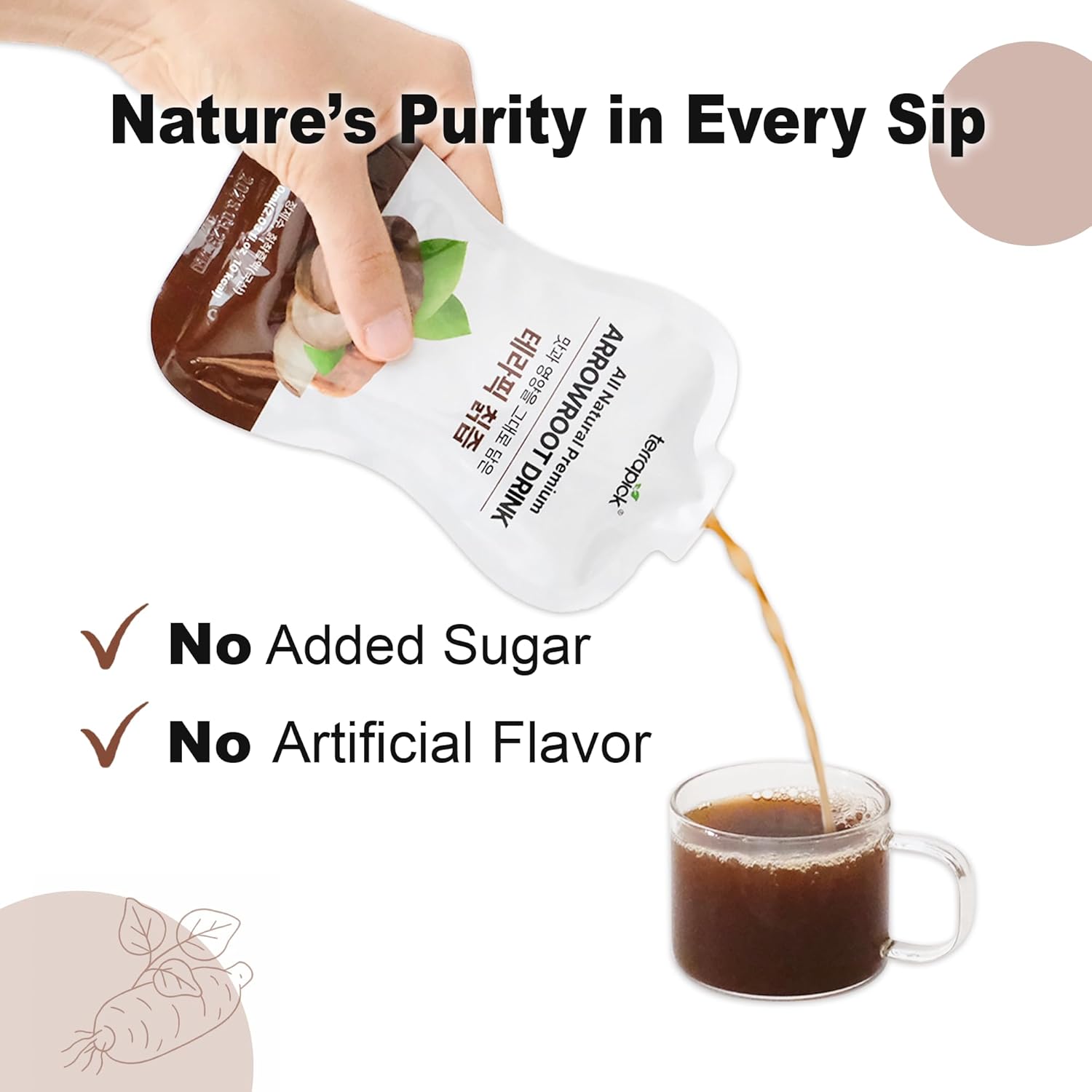 All Natural Premium Arrowroot Drink – Pure Korean Arrowroot, No Added Sugar, No Artificial Flavors, 60ml x 30 Pouches