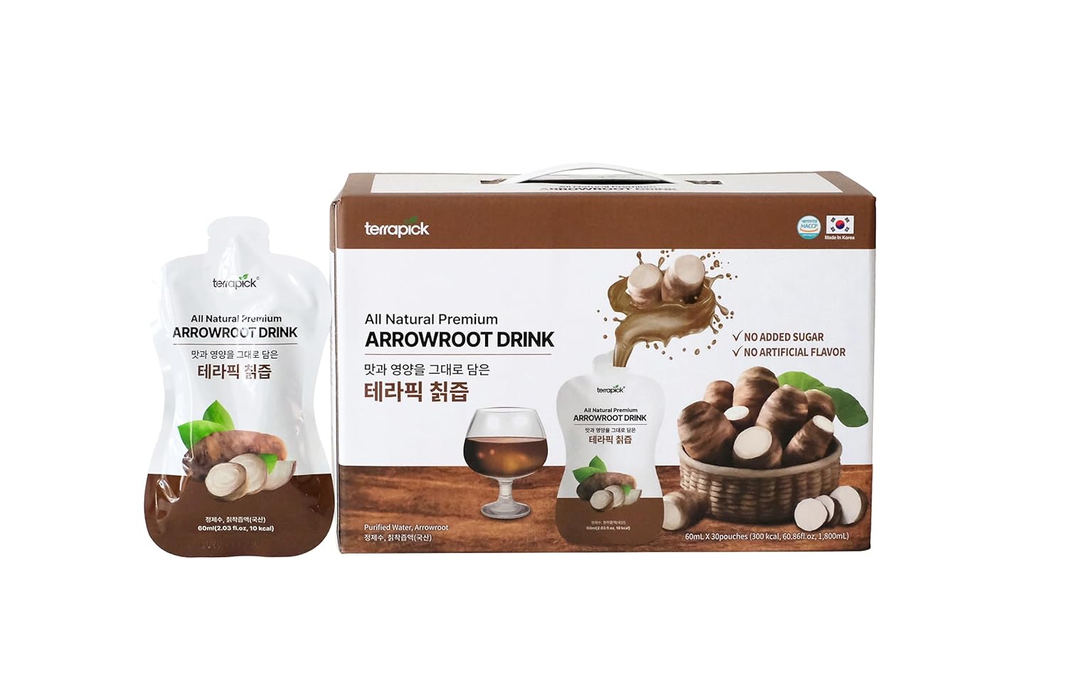 All Natural Premium Arrowroot Drink – Pure Korean Arrowroot, No Added Sugar, No Artificial Flavors, 60ml x 30 Pouches