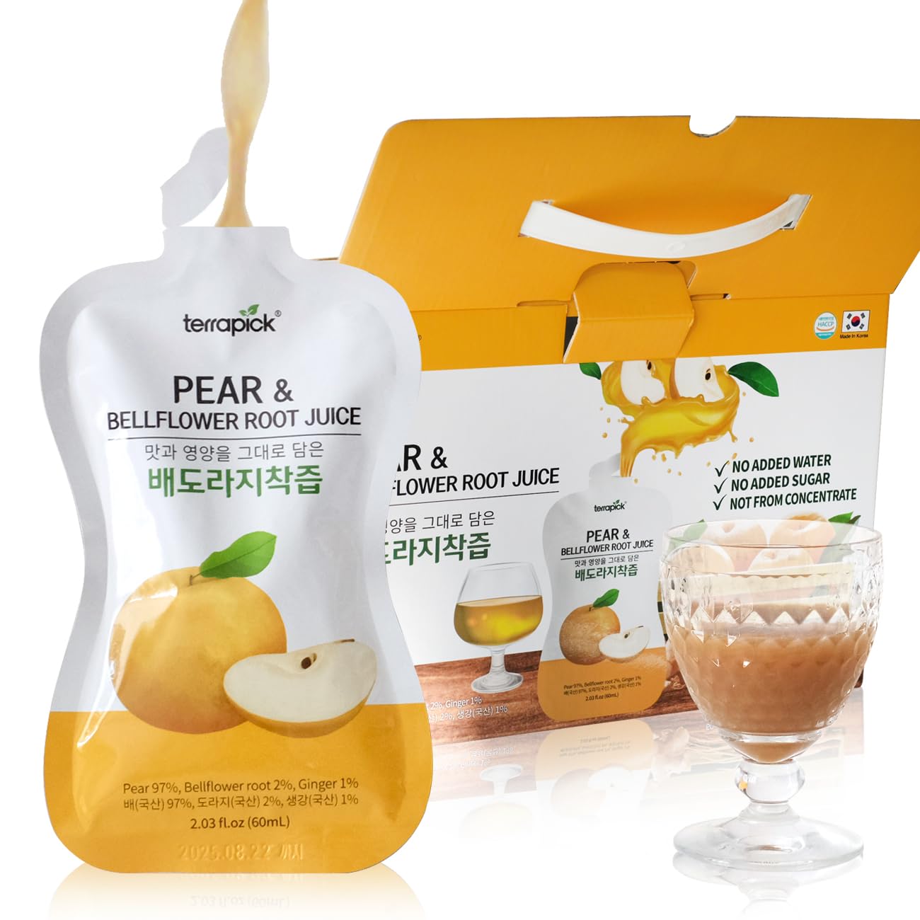 TerraPick Pear & Bellflower Root Juice 60ml X 30ea / 배도라지생강 착즙